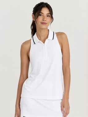 Athleta White Polo Tank with Black Trim
